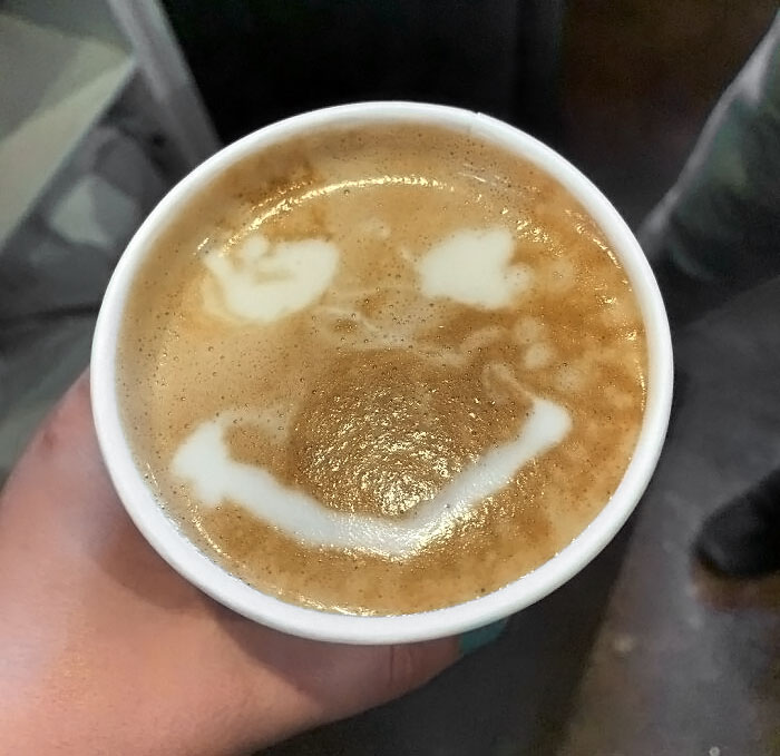 Our Newest Barista’s Latte Art Is Coming Along Very Nicely