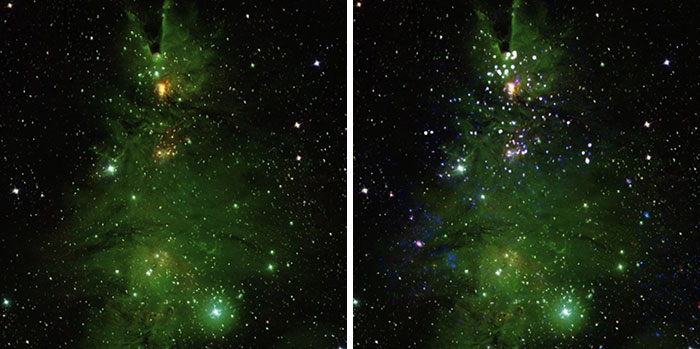 NASA Finds Cluster Of Young Stars That Looks Exactly Like A &ldquo;Cosmic Christmas Tree&rdquo;