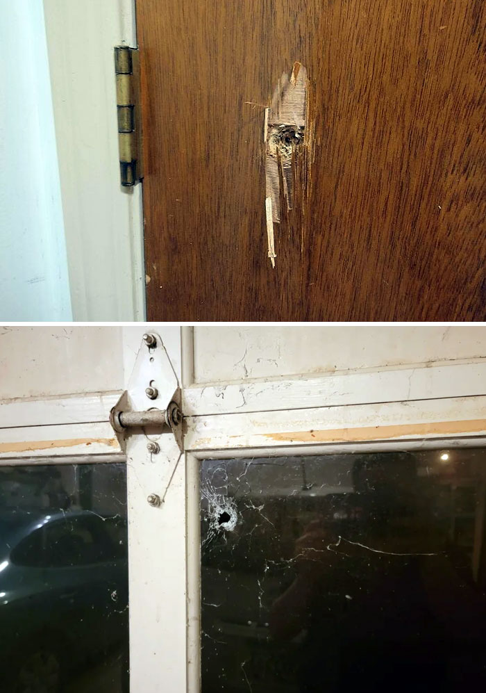 Had Two Stray Bullets Hit My House Just After Midnight On New Year's Eve. Through A Shower And Garage