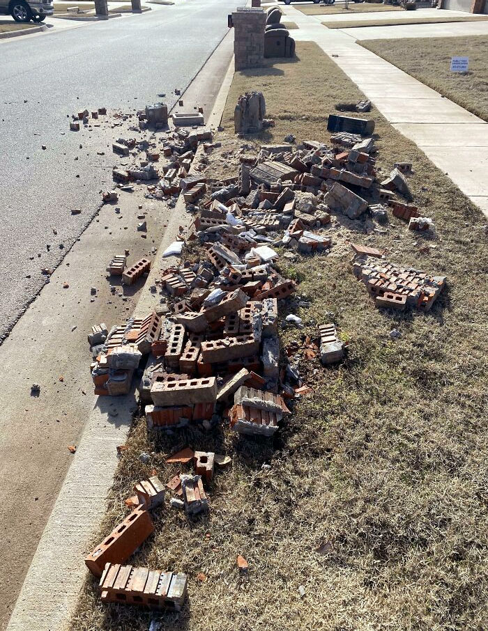 Happy New Year To Us. Someone Smashed Our Brick Mailbox