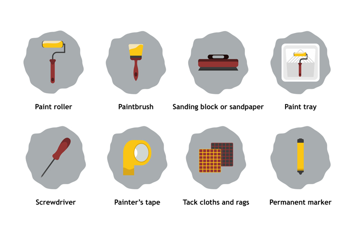 Equipment for painting kitchen cabinets