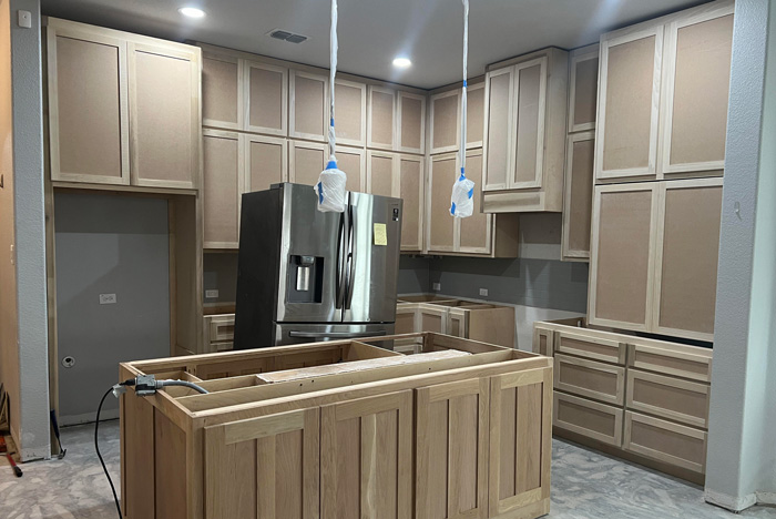 Kitchen cabinets prepared to be painted&nbsp;