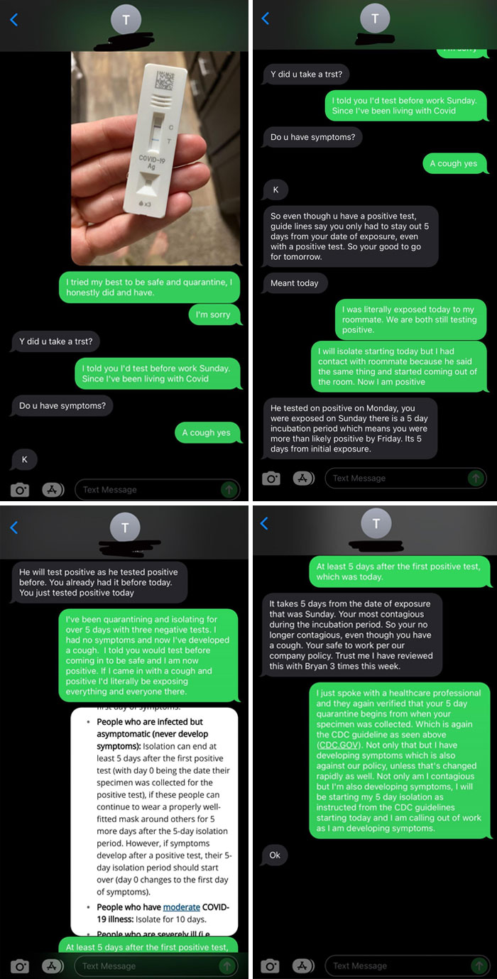 My Roommate Got Covid-19 And I Have Been In Quarantine For A Couple Of Days. I’m Scheduled To Work Tomorrow, So I Took A Test Before Coming In. Now My Boss Is Mad I Took A Test