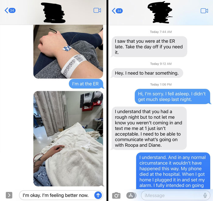 My Boss Texted Me This After I Went To The Hospital