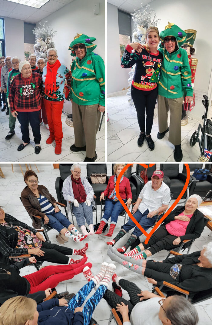 My 97-Year-Old Grandfather Got Sick And Couldn't Attend His Halloween Costume Contest, But He Is All Better Now And Is Enjoying His Christmas Party
