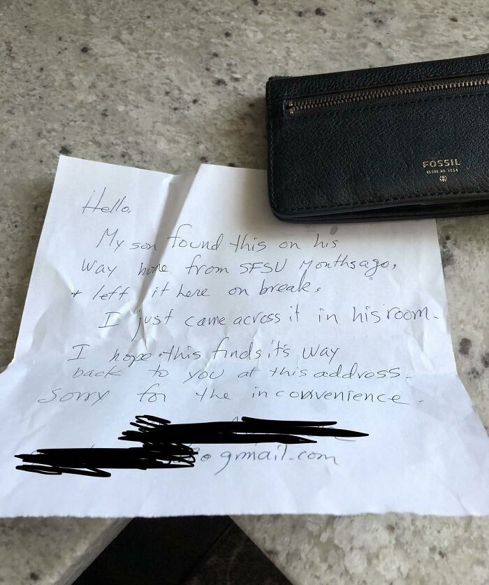 I Was Shocked To Get This In The Mail Today. Someone Found My Wallet, Which Was A Christmas Gift. All Cards And Cash Were Still In There