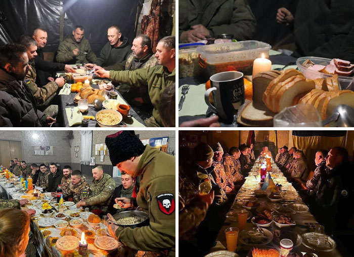 Ukrainian Soldiers Celebrating Christmas