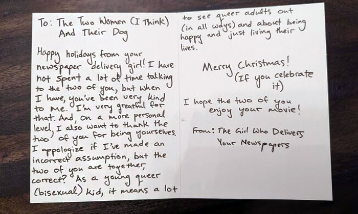 A Heartfelt Christmas Card From My Friend's Newspaper Girl