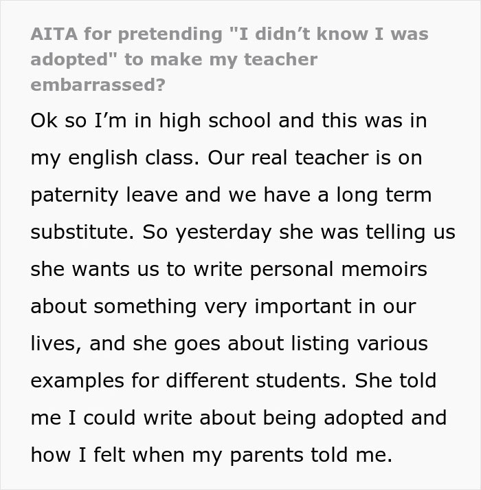 &ldquo;What Do You Mean I&rsquo;m Adopted?&rdquo;: Student Embarrasses Teacher For Making Assumptions