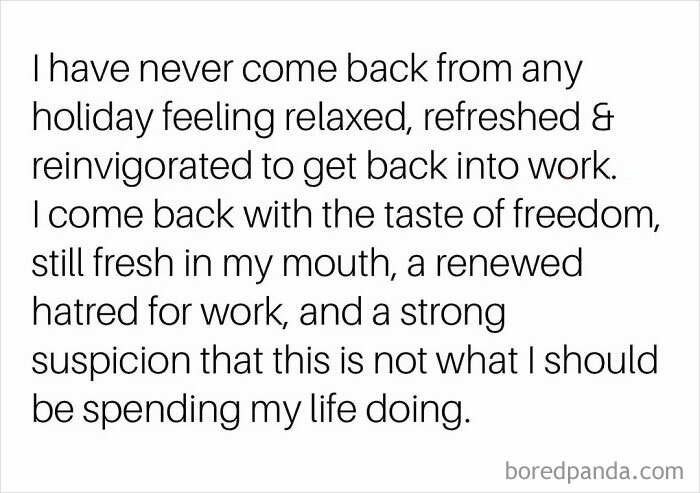 Funny WFH meme expressing post-holiday work struggles with humor and reflection.