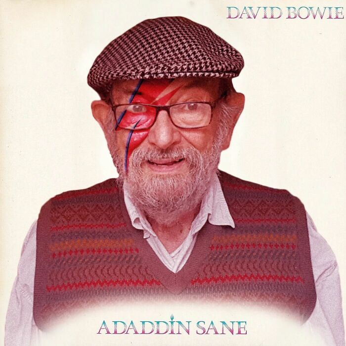 Son Uses Photoshop To Pay Homage To 82-Year-Old Father In Iconic Music Moments (24 Pics)