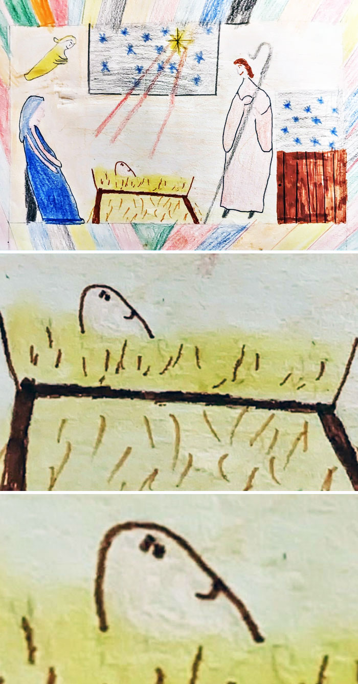 My Wife's Childhood Attempt At Drawing The Baby Jesus