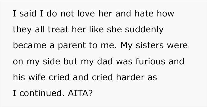 Teen Has A Meltdown During Family Christmas After Her Dad's New Wife Tries To Become Her Mom Teen Has A Meltdown During Family Christmas After Her Dad's New Wife Tries To Become Her Mom