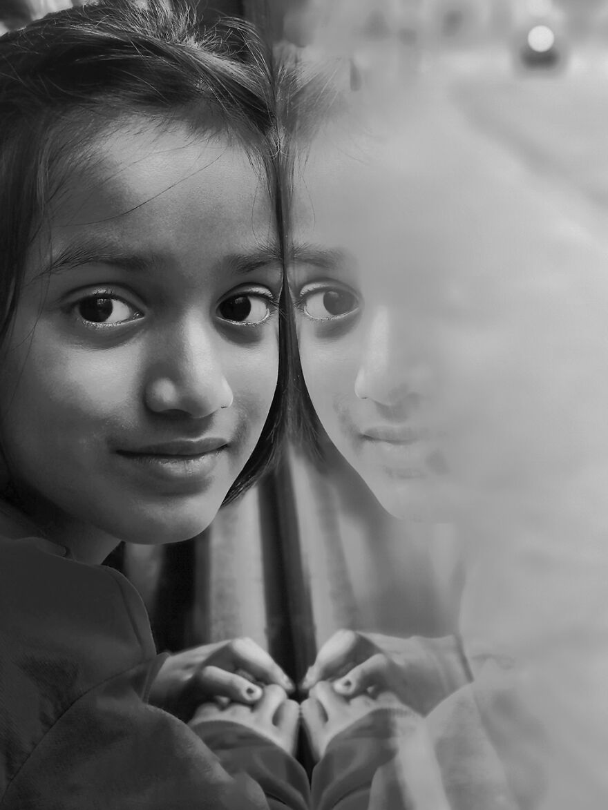 Reflection On A Bus Window By Satish Rajasekharan