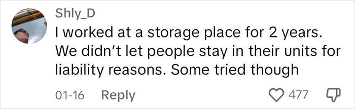 Guy Shares That He Lives In A Storage Unit, Because It's Much Cheaper Than An Apartment