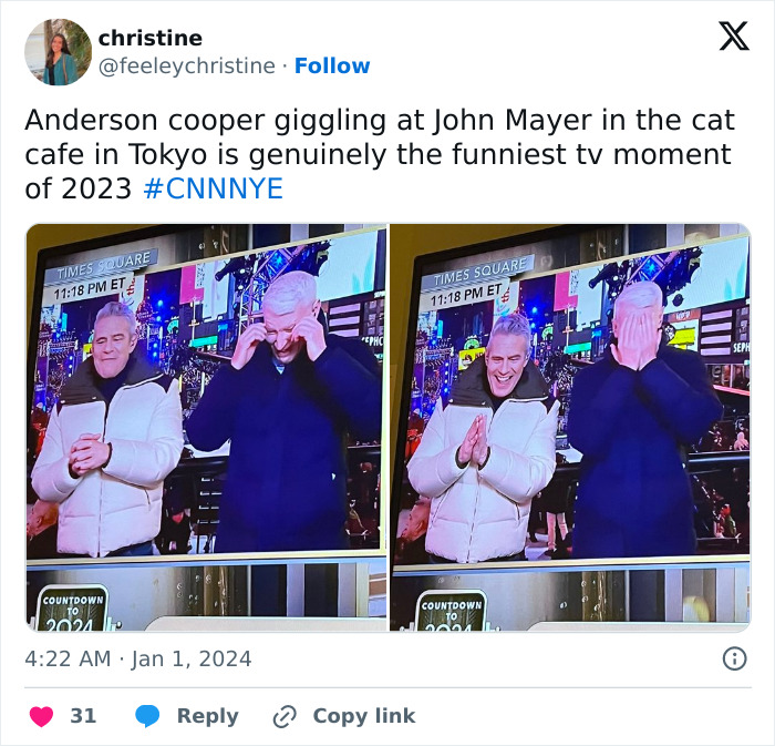 &ldquo;The Funniest TV Moment Of 2023&rdquo;: Anderson Cooper Can&rsquo;t Stop Laughing At John Mayer In Cat Cafe