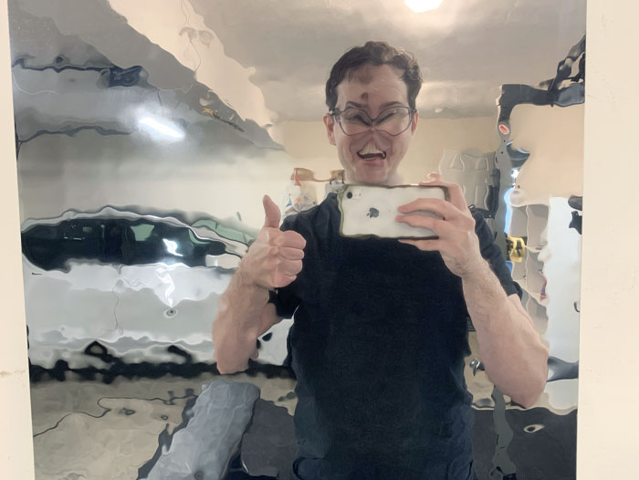 My Wife Bought A Mirror Sticker For The Garage Gym. Looks Great