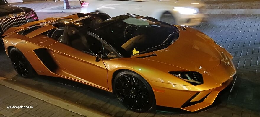 A Golden Lamborghini Aventador