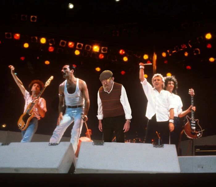 Son Uses Photoshop To Pay Homage To 82-Year-Old Father In Iconic Music Moments (24 Pics)