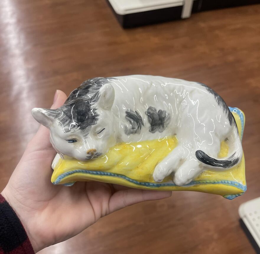 Trigger Warning: Loss Of Pet About A Month Ago My Baby Passed Away. Peanut Was More Than Just My Cat- He Was My Emotional Support, My Confidant- My World. Last Night Was A Particularly Rough Night. I Fell Asleep Missing Him So Much And His Sleepy Self. I Decided To Take The Day Off Work And Go Thrifting. I Walked Into A Goodwill And Immediately Found This. It's Nearly Identical To Peanut