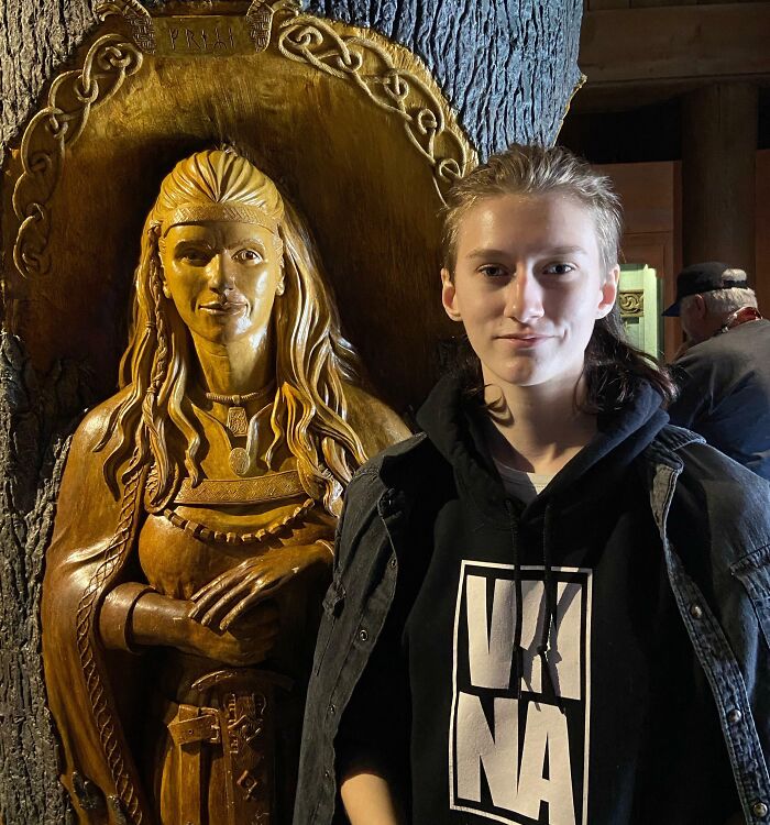 I Have An Uncanny Resemblance To The Freya Carving At Epcot’s Stave Church