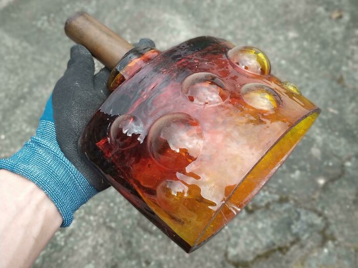 I Found This In A House Built In The 1930s. The Colored Part Is Made Of Glass, The Handle Is Brass And Screwed Into It