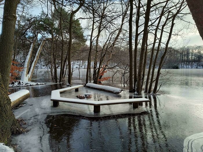 Flooded Campsite Frozen Solid