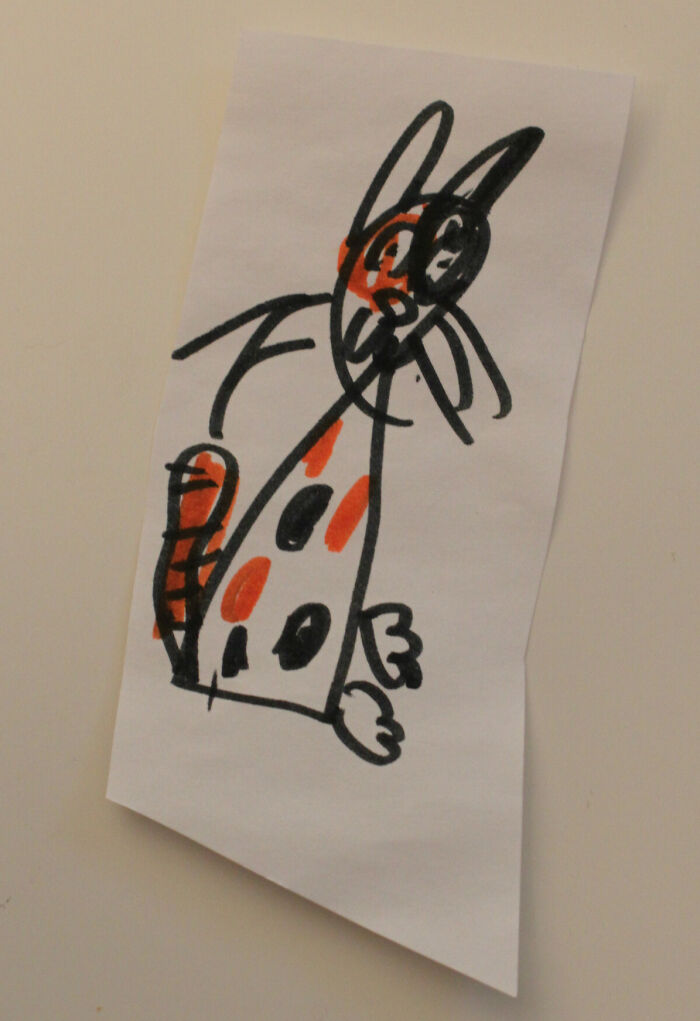 My Daughter Was Concerned, Because Her Classmates Don't Know What Her Cat Looks Like. She Drew 21 Of These To Give Out At Her Kindergarten Valentine's Day Party