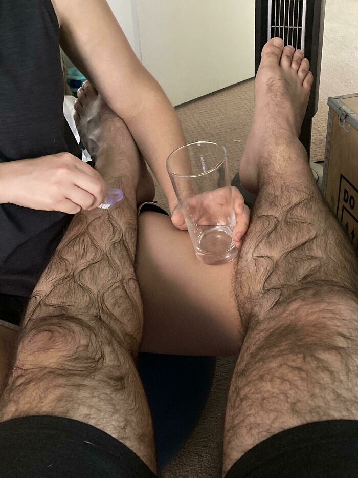 My Bored Girlfriend Decided To Style My Hair. Leg Hair