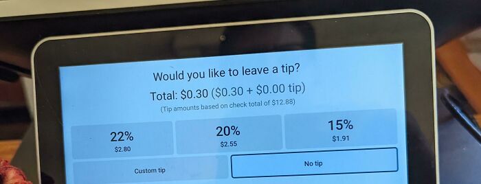 Bakery - Asking For 22% Tip For Handing Over An Overpriced Loaf Of Bread