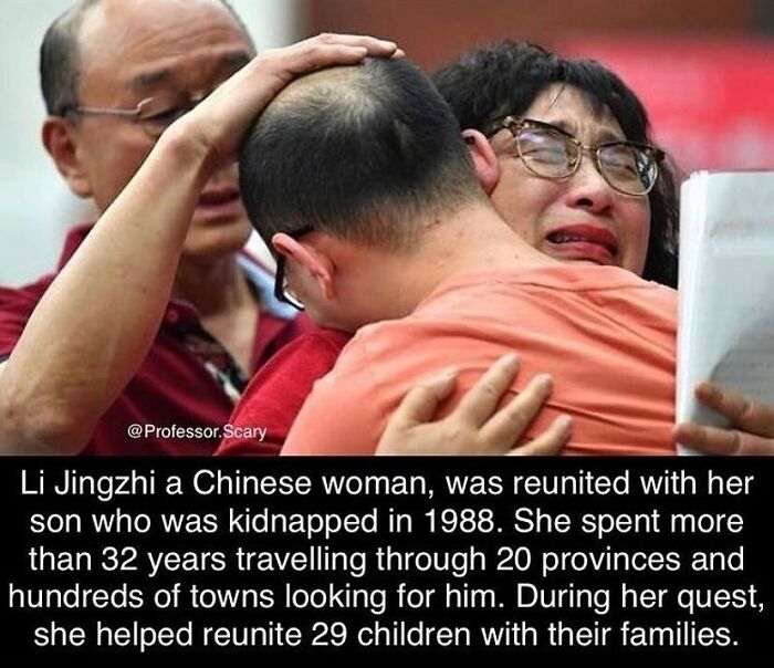 Li Jingzhi emotional reunion with son after decades, a touching moment among random creepy facts and pictures to deprive somebody of sleep.