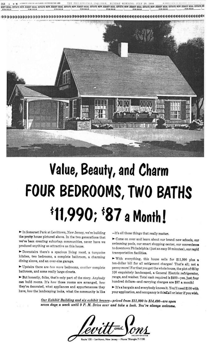 Ad For A 4-Bedroom Home In 1958