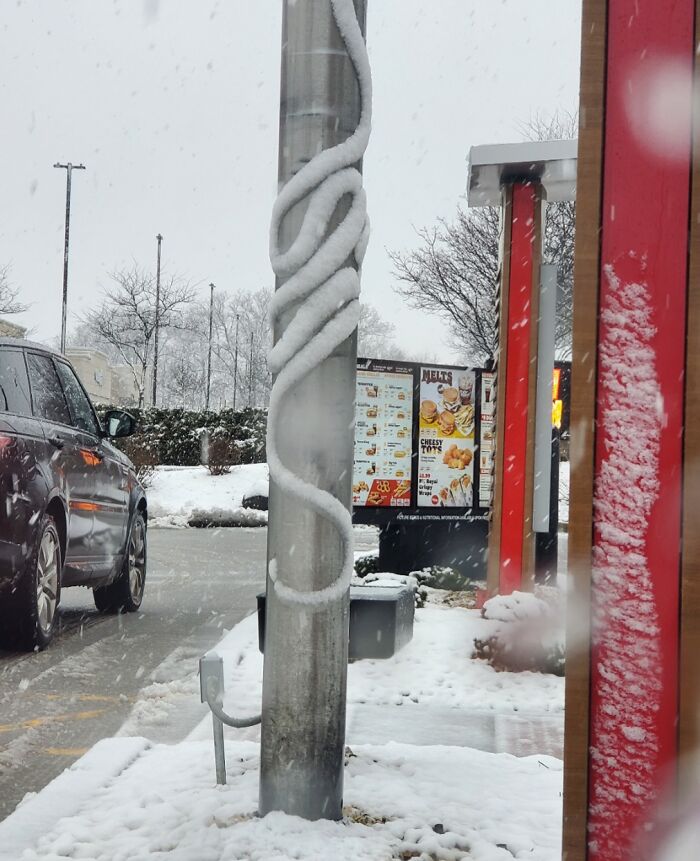 The Way The Snow Melted On This Pole