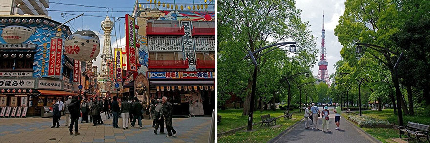 Tsutenkaku Tower (Osaka) - Tokyo Tower (Tokyo)