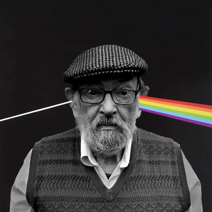 Son Uses Photoshop To Pay Homage To 82-Year-Old Father In Iconic Music Moments (24 Pics)