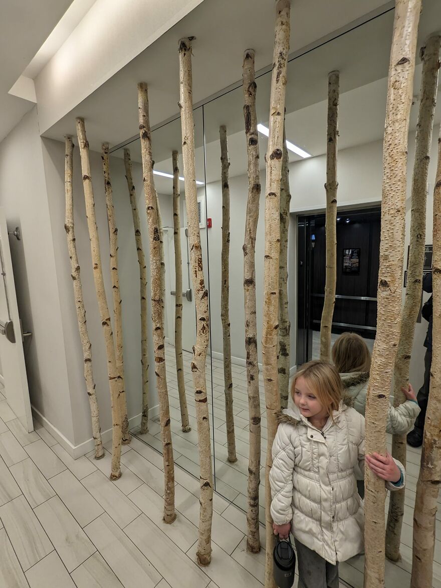 Hotel Elevator Lobby. I Actually Feel Like I'm In The Woods!? I Talked To The Cleaning Lady 0 Out Of 10