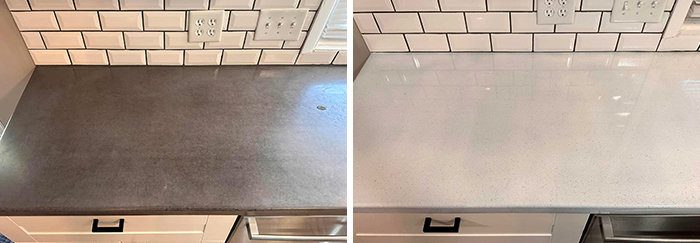 Before and after laminate countertop resurface