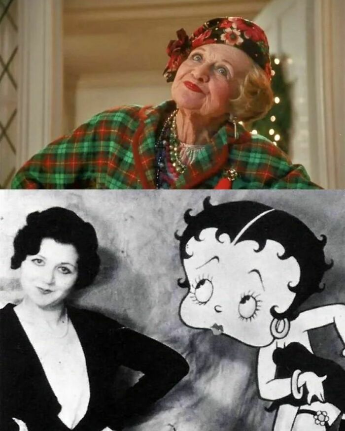 Nostalgic pics from the 80s and 90s featuring a vintage cartoon character and a woman in retro attire.