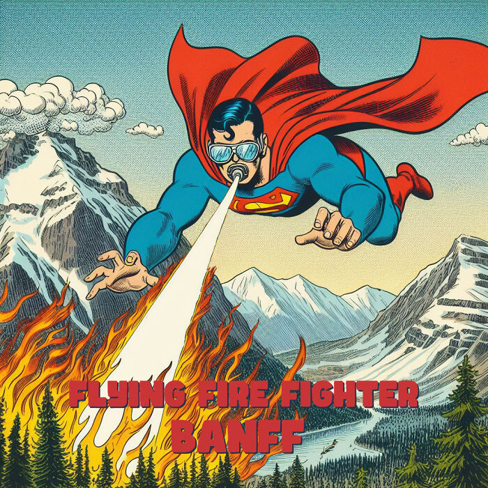 Flying Fire Fighter In Banff