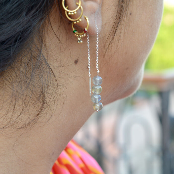 Dancing Lights: The Tale Of Labradorite Threader Earrings