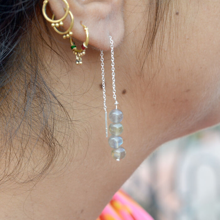 Dancing Lights: The Tale Of Labradorite Threader Earrings