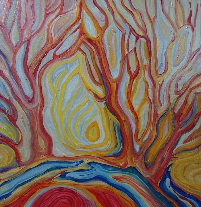 Oil On Cardboard 30x30 Cm