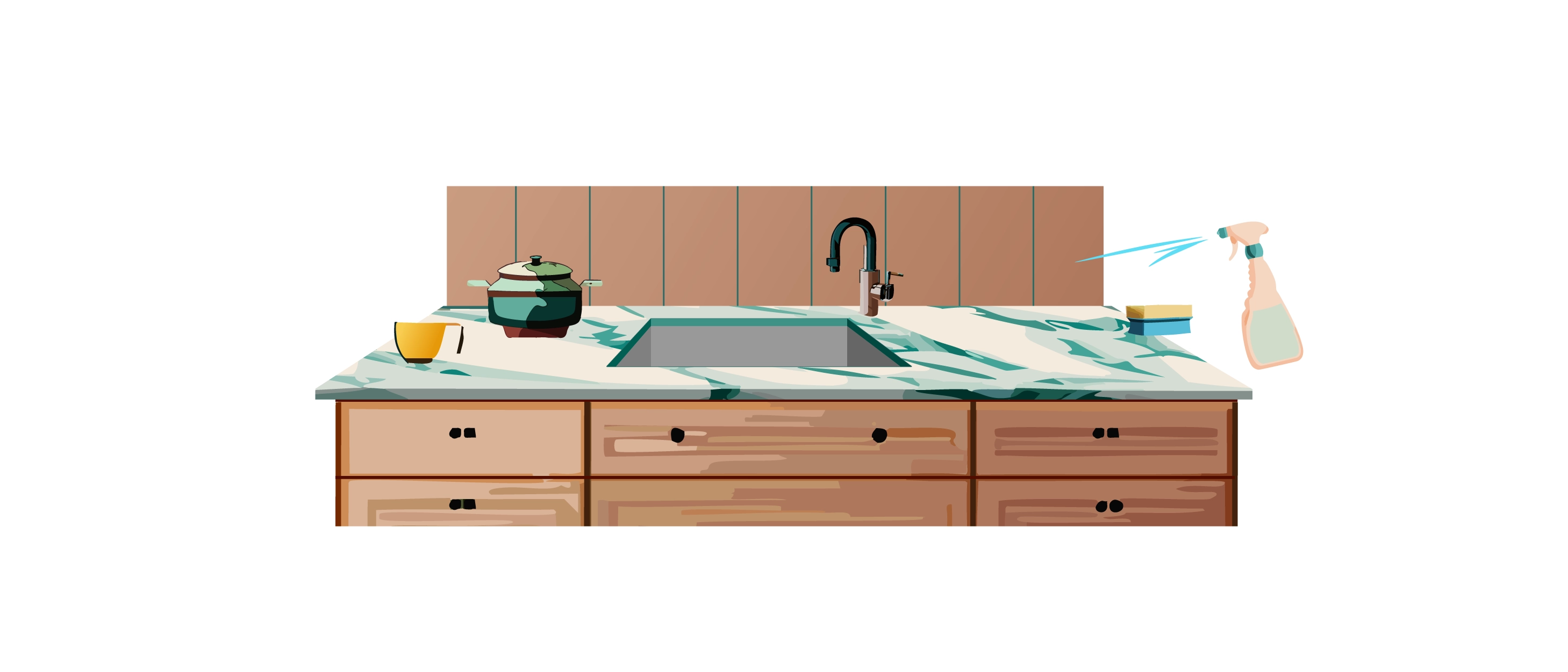 DIY laminate countertop installation step 12. Cleanup and Maintenance