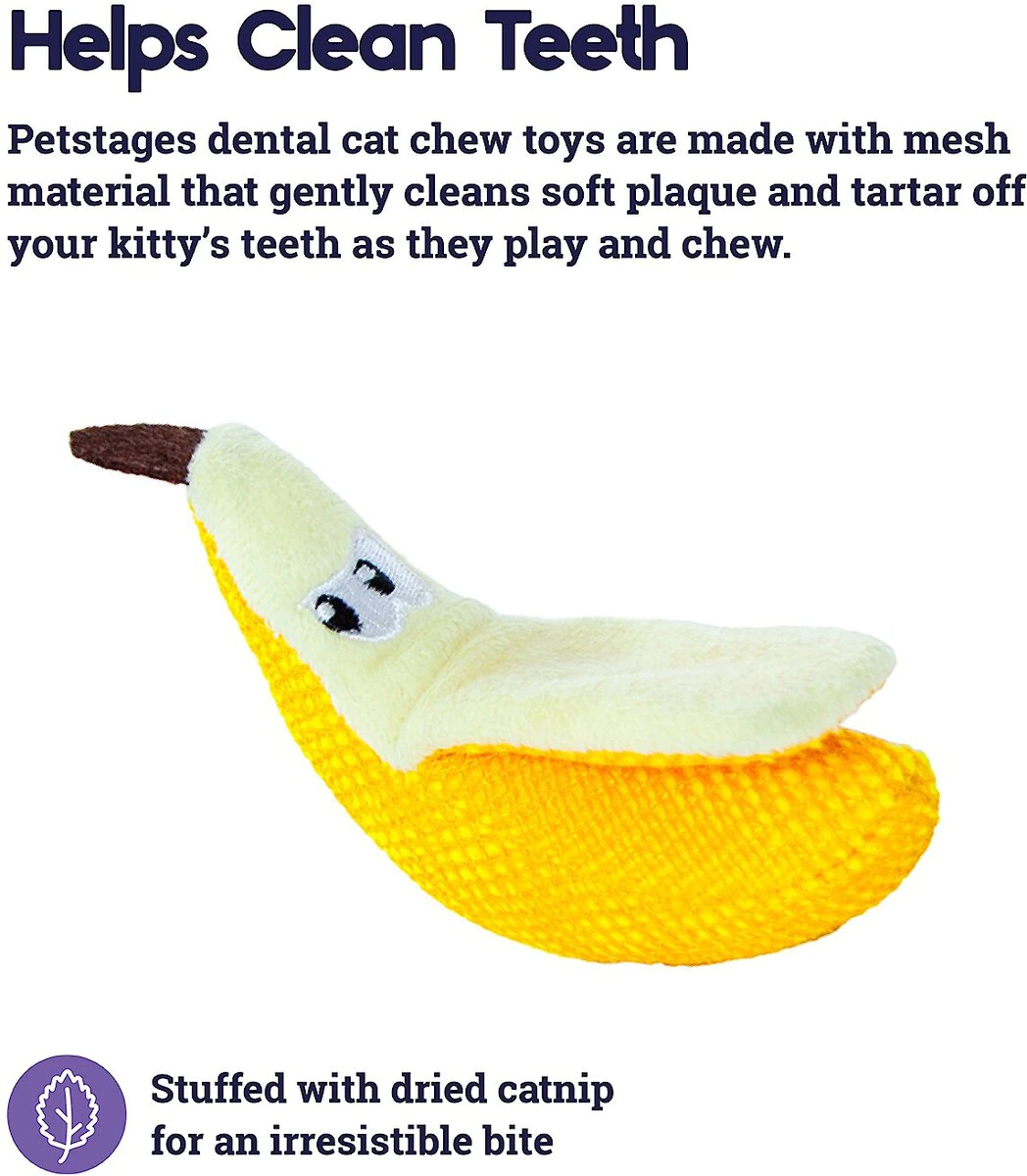 Petstages Catstages Dental Banana Catnip Cat Chew Toy Petstages Catstages Dental Banana Catnip Cat Chew Toy
