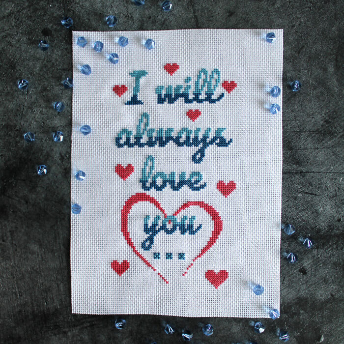 Simple And Easy Cross Stitch Patterns For Valentine's Day That I Made (10 Pics)