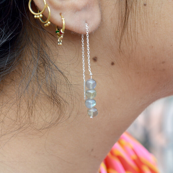 Dancing Lights: The Tale Of Labradorite Threader Earrings