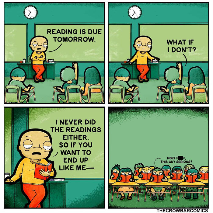 A Comic About Reading For Class By The Crowbar Comics
