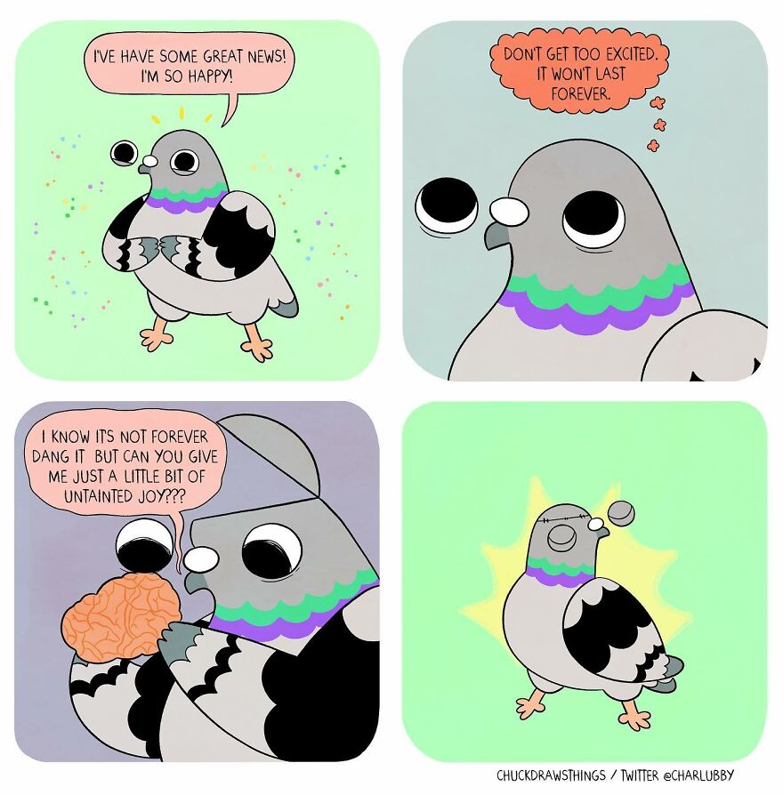 This Artist Creates Comics About Mental Illness Using Pigeons (New Pics)