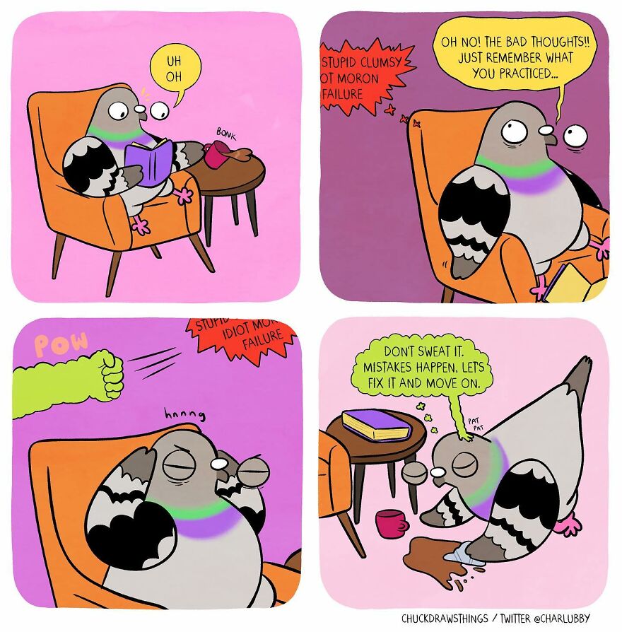 This Artist Creates Comics About Mental Illness Using Pigeons (New Pics)