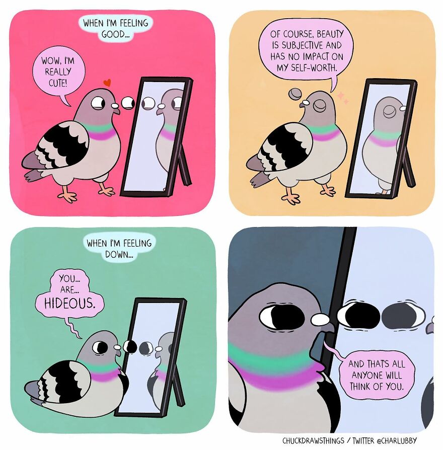 This Artist Creates Comics About Mental Illness Using Pigeons (New Pics)